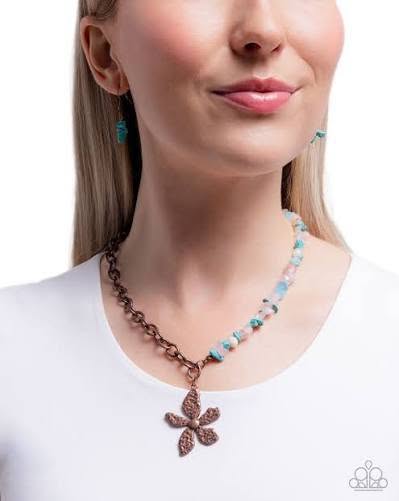 Floral Print Copper Necklace