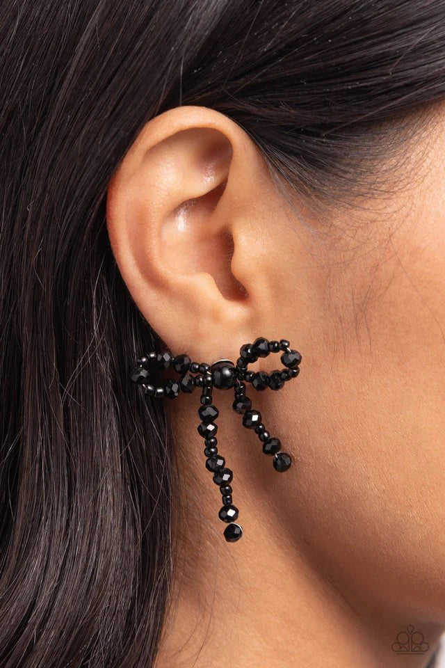 Black Bow Tie Earrings